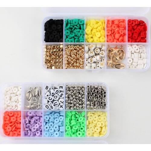 6mm Polymer Clay Bead Round Chip Disk Loose Spacer DIY Bracelet Necklace Jewelry Making Accessories Elastic String Lobster Clasp