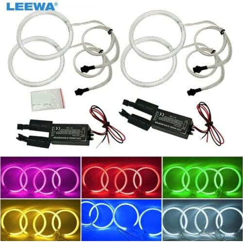 LEEWA 4X106mm Car CCFL Halo Rings Angel Eyes LED Headlights for BMW E46 2D/Z3 95-02 Coupe/Roadster DRL White/Blue/Yellow #CA4154