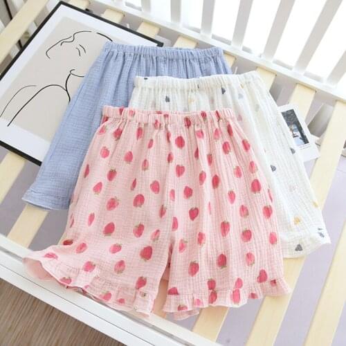 Summer New Cute Ruffles Shorts Sleepwear Women Cotton Pajama Trousers Elastic Waist Loose Sleep Bottoms Comfort Home Clothes