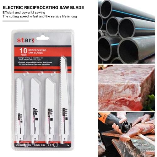 Reciprocating Saw Blade, Woodworking Saw Blade, Alternate Saw Blade, 10 Piece Set Hand Tools