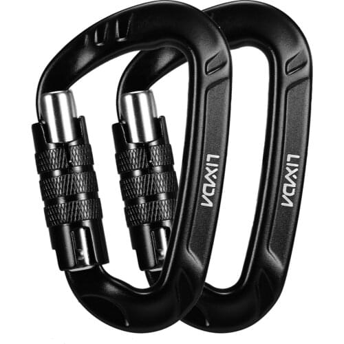 Lixada 2pcs 12KN Carabiner Clips D-Ring Locking Key Security Outdoor Climbing Camping Equipment Survival Safety Accessories