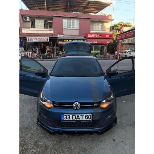 Front Bumper Attachment For Vw Polo 6 2009-2016 4 , 3 Piece Piano Black Lip Splitter Auto Car Styling Accessory Ornament