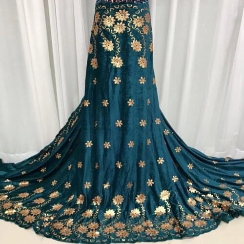 Latest African Velvet Lace Fabric 2021 High Quality French Nigerian Sequin Lace Fabric Embroidery Wedding J4417