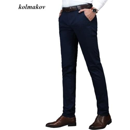 New Arrival Spring Style Men Boutique Business Casual Pants High Quality Solid Leisure Long Pants Mens Straight Cotton Trousers