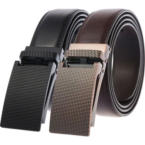 New Design Clilck Buckle High Quality Brand Men Belt Hollow Open Automatic Buckle Ratchet Strap Male Waist Belt Christmas Gifts