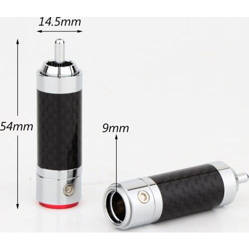 Preffair Hi-end 4pcs R1725 Audio RCA Connector with Carbon Fibre Rhodium Plated RCA Plug Audio Cable Male Plug HiFi