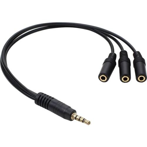 3.5mm 1 To 3 Splitter Cable 30cm 1/8 Inch Male To 3 Stereo Female Jack Socket Headphone Splitter Audio Cable