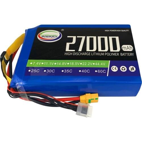 RC Agricultural Aircraft LiPo Battery 6S 22.2V 27000mAh 25C For RC Airplane Drone Quadrotor Multirotor Hexacopter Octocopter