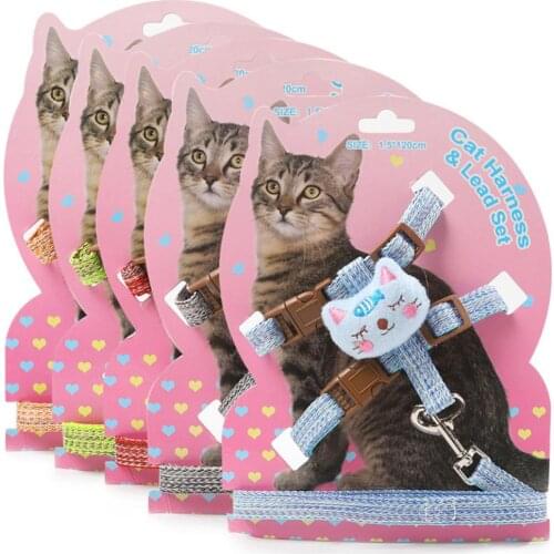 Adjustable Cat Harness Leash Set For Cat Puppy Halte Collar Kitten Traction Rope Chest Back Belt Walking Leashes Pets Training