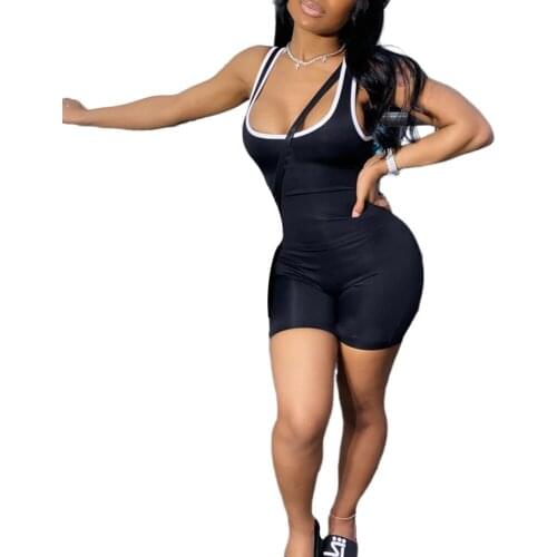 Pink Sexy Jumpsuit Shorts For Women Sleeveless Fitness Rompers Womens Jumpsuit Female Streetwear Playsuit Women Bodycon