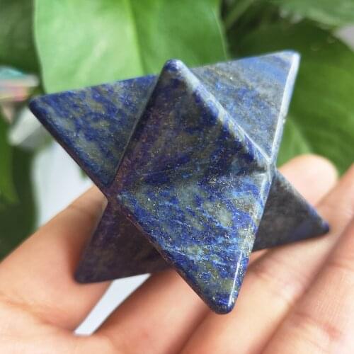 Hand Carved lazurite quartz Merkabah Natural lapis lazuli crystal merkaba Yoga stone Healing meditation