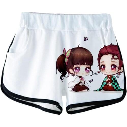 Popular 3D Comic Demon Slayer Girls Shorts Summer Short Pants Suitable Casual Boys Girls 3D Kimetsu no Yaiba White Shorts