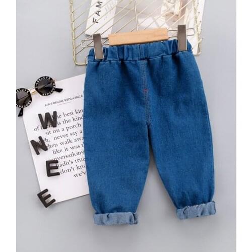 New Kids Cartoon Trousers Pants Fashion Girls Jeans Children Boys Solid Jeans Kids Fashion Denim Pants Baby Jean Infant Clothing