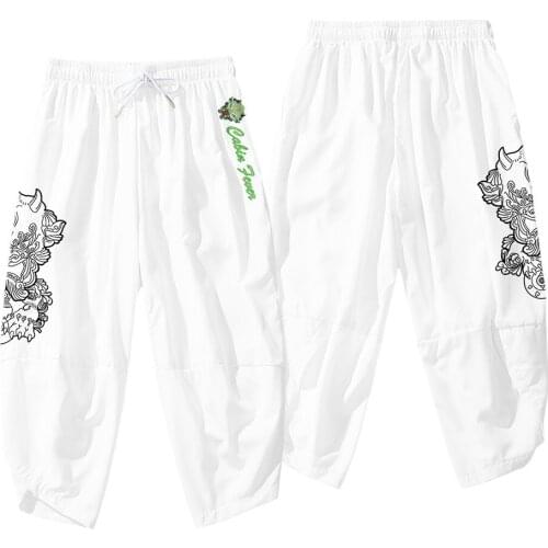 Japan Cartoon Printed Streetwear Hip Hop Harem Pants Men Nine Points Pants Casual Jogger Trousers Plus Size 6XL