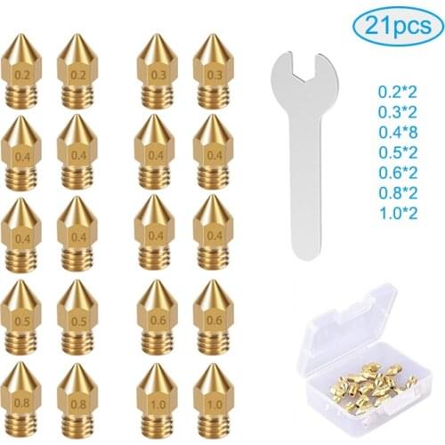 MK8 E3D 3D Printers Extruder Nozzles Hardened Steel/Brass/Stainless Steel/Titanium Alloy M6 Thread 1.75MM 0.2mm-1.0mm Filament