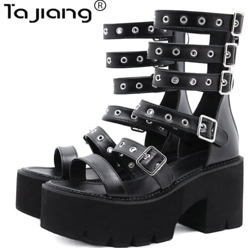 Ta Jiang Summer New height increase womens shoes metal buckle Roman thick-soled wedge sandals gladiator shoes T21-3