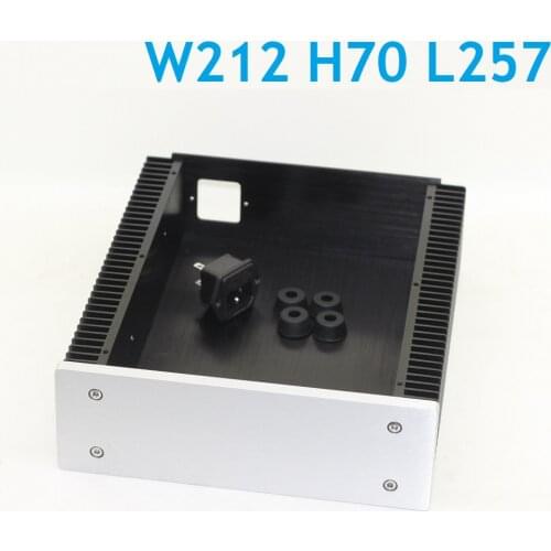 Heat Sink DIY Tube Amplifier Housing Home Hifi Case Size W212 H70 D257 Aluminum Chassis Power Amplifier Headphone Amp Shell 2107