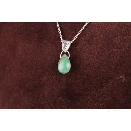 UM US JEWELRY Emerald Cubic Zirconia 925 Sterling Silver Necklace