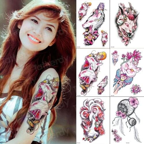 Waterproof temporary arm sleeve tattoo cat flower women fashion tattoos 6pcs/sets wholesale big size water tattoo fake girls