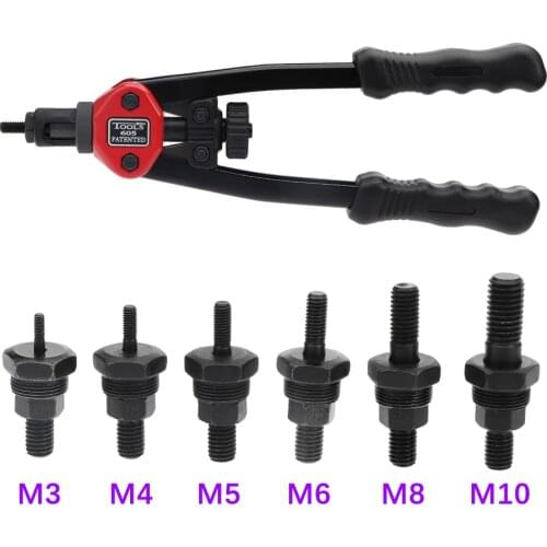 Hand Threaded Rivet Nuts Guns with nuts 605 606 Double Insert Manual Riveter Riveting Rivnut Tool M3/M4/M5/M6/M8/M10 Nut