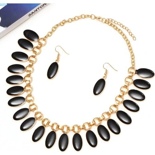 Wedding bridal jewelry sets black lucite statement necklace earrings sets for women valentine day gifts