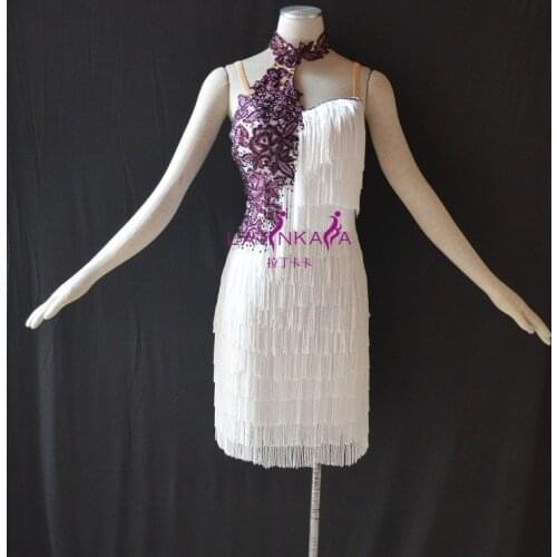 KAKA-NL15120Women Dance Wear,Pear Beading Latin Dress,Salsa Dress Tango Samba Rumba Chacha Dress,women dance dress