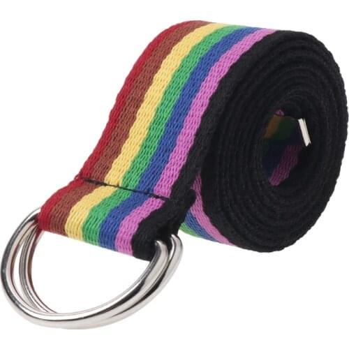 1Pc 5Colors Mens Waist Belt Metal Buckle Double Rings Nylon Canvas Strap Casual Fashion Waistband