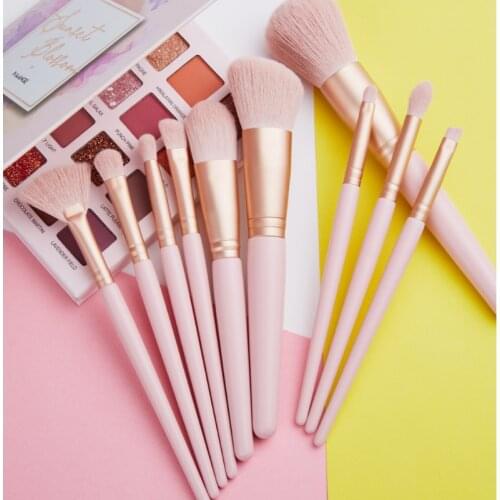 10 Pcs Sets Foundation Concealer Blush Pressed Powder High Light Eye Shadow Lips Eyebrow Brush Makeup Sector New Fashion Suits