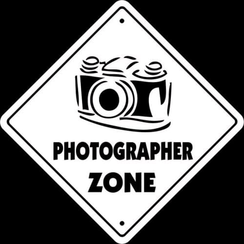 13.5CM*13.5CM Photographer Zone Camera Lens Film Vinyl Black/Silver Car Sticker C22-0846