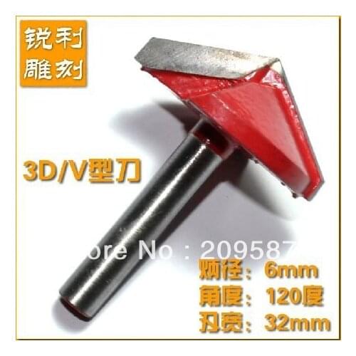 3pcs 6x32x120 degree CNC Router Bits, Wood Engraving Tools on 3D Carving Cutting Machine