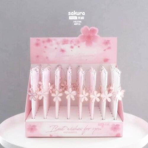 48piece Sakura Pendant Gel Pen Black Refill, 0.5mm Nib, Promotional Gift Stationery School & Office Supply