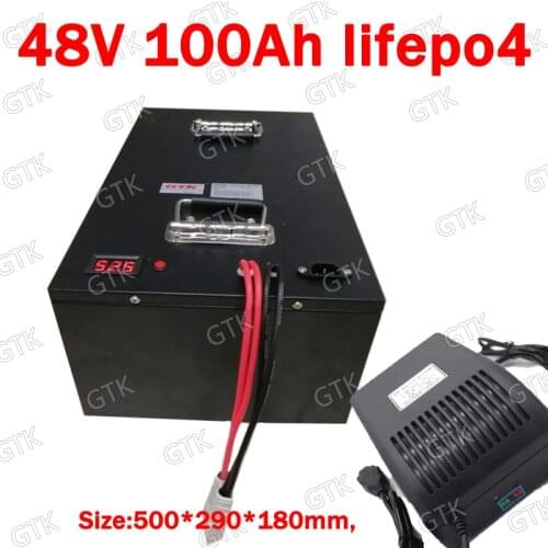 Lifepo4 battery pack 48v 100AH batterie with BMS for electric tricycle golf cart boat EV RV camper scooter + 10A charger