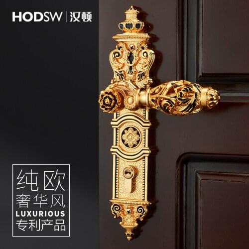 European style indoor hotel villa door lock, gold lock, bronze lock, universal silent door lock Zinc alloy hollow door lock