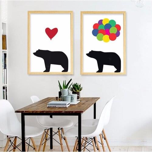 HAOCHU Nordic Modern Black And White Cartoon Bear Family Picture Wall Art Living Room Home Decoration Love Gift Canvas Painting