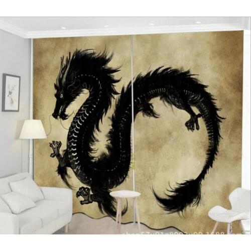 Chinese Dragon Curtain Luxury Blackout 3D Window Curtain Living Room office Bedroom decorate Drapes Rideaux Cortina pillowcase