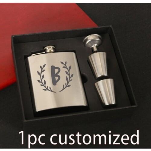 Flasks Personalized Custom Engraved 7oz Stainless Steel Flasks Sets For Him Her Weddings True Metal Leather JH053