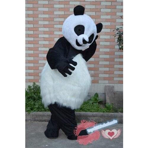 Long Fur Chinese Panda Mascot Costume Cosplay Birthday Party Parade Dress Outfit