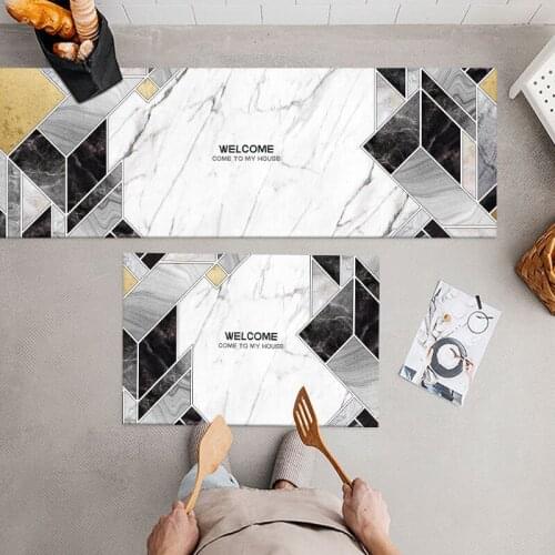 Can Cut Custom PU Kichen Mats Stripe Geometric Carpets for Bedroom Area Rugs Outdoor Entrance Doormat PVC Non-slip Bathroom Mats