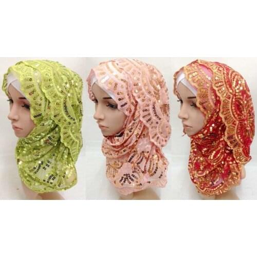 Beautiful Sequins Muslim Long Scarf Islamic Shawls Hijab Arab Turban Headwear 160cm*65cm