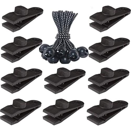 24Pcs Fixing Clamp With Elastic Rope Tarp Clips Fasteners Cord Holder Camp Tent Awning for Outdoor Camping Accessory X751B