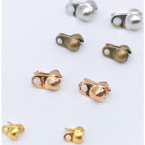 200pcs Metal 1.2 1.5 2 2.4mm Ball Chains Connectors Clasps Gold Silver Color End Clasps Caps Crimp Beads For Diy Jewelry Making