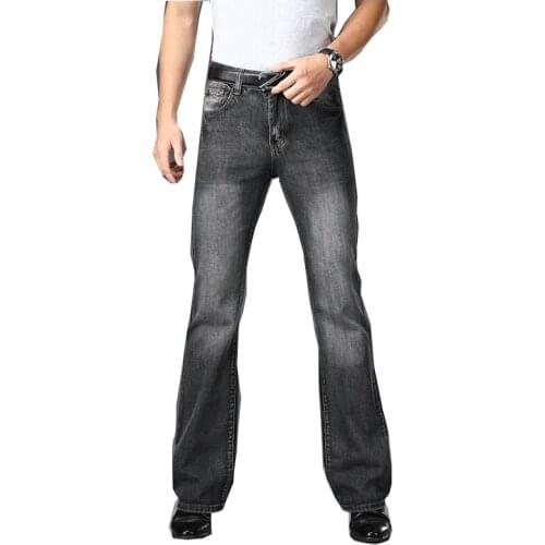 Mens loose flared denim trousers European and American trendy pants, mens denim big-leg pants