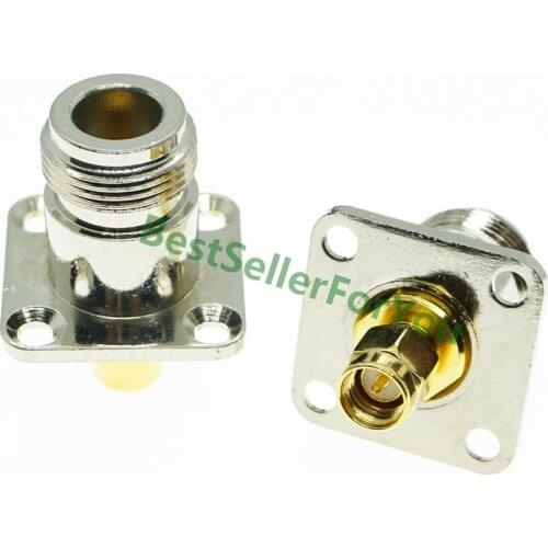 N Female 4 Hole Flange To SMA Male Connector Panel Mount RF Adapter Coaxial Connector