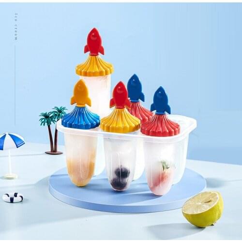 New Creative Six-hole Plastic Ice Mold Summer Homemade Ice Cream Popsicle Molds Rocket Popsicle Mold With Handle Kitchen Tools