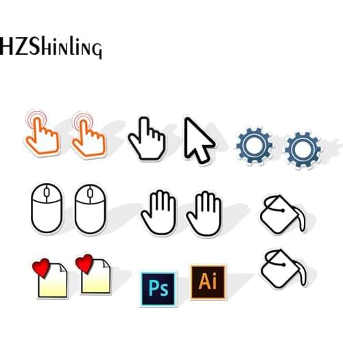 2020 New Mosue Buttons Acrylic Earring PS Hand Button Resin Earrings Epoxy Stud Earring Earrings Fashion Jewelry