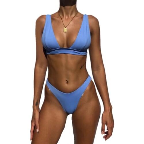 New Sexy Bikini 2021 Solid Color Swimsuit Womens Swimwear Bikini Set Brazilian Swimsuit Beachwear Swimwear 2 Piece Set Women XL