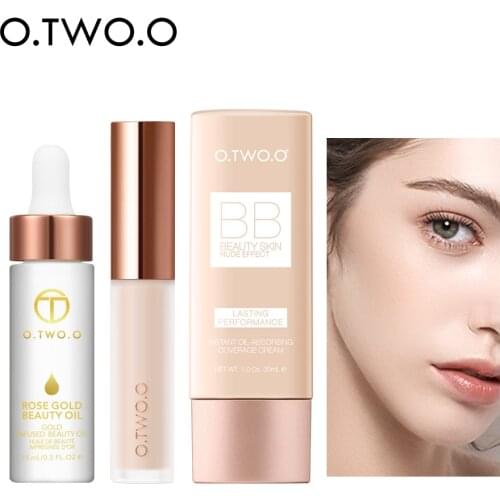 O.TWO.O Face Makeup Kit 3 pcs Cosmetic Set Beauty Oil Face Primer Liquid Concealer BB Cream Waterproof Matte Cosmetics For Woman