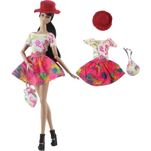 Barbie Clothes Handmade Fashion Doll Dress Office Suit With Red Hat Doll Clothes For Barbie Doll Accessories Girl DIY Dress Toy