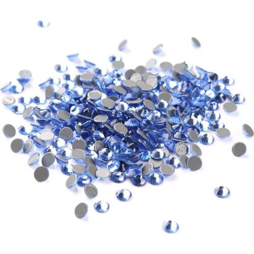 Wholeasels ss20100gross,ss30 40gross Lt Blue Glass Hot Fix Rhinestone Crystal Stone Good Flatback Round Beads For Shoes/Bags