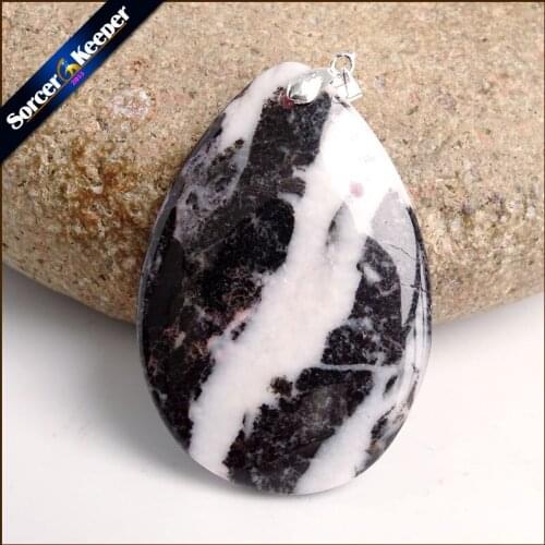 Fashion Crystal Quartz Pendant Necklace Natural Zebra Agates Stone Necklaces For Men Vintage Colares Femininos US830